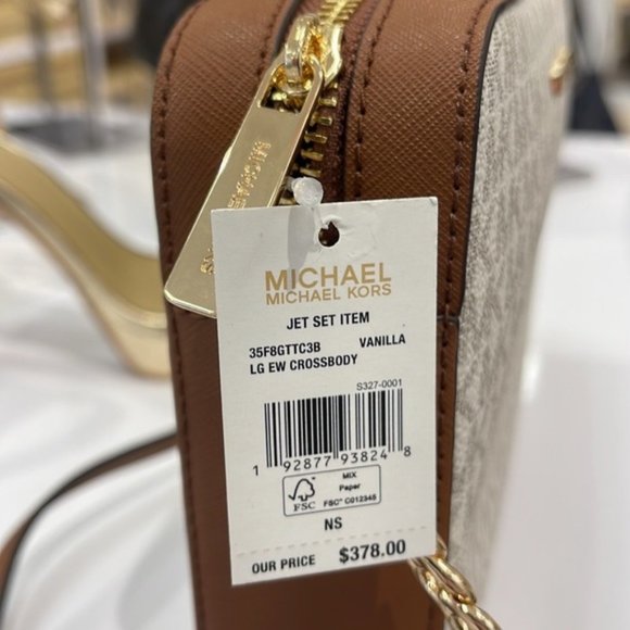 Michael Kors Jet Set Item Large East West Zip Crossbody Vanilla - Picture 8 of 16